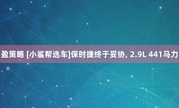 盈策略 [小鲨帮选车]保时捷终于妥协, 2.9L 441马力